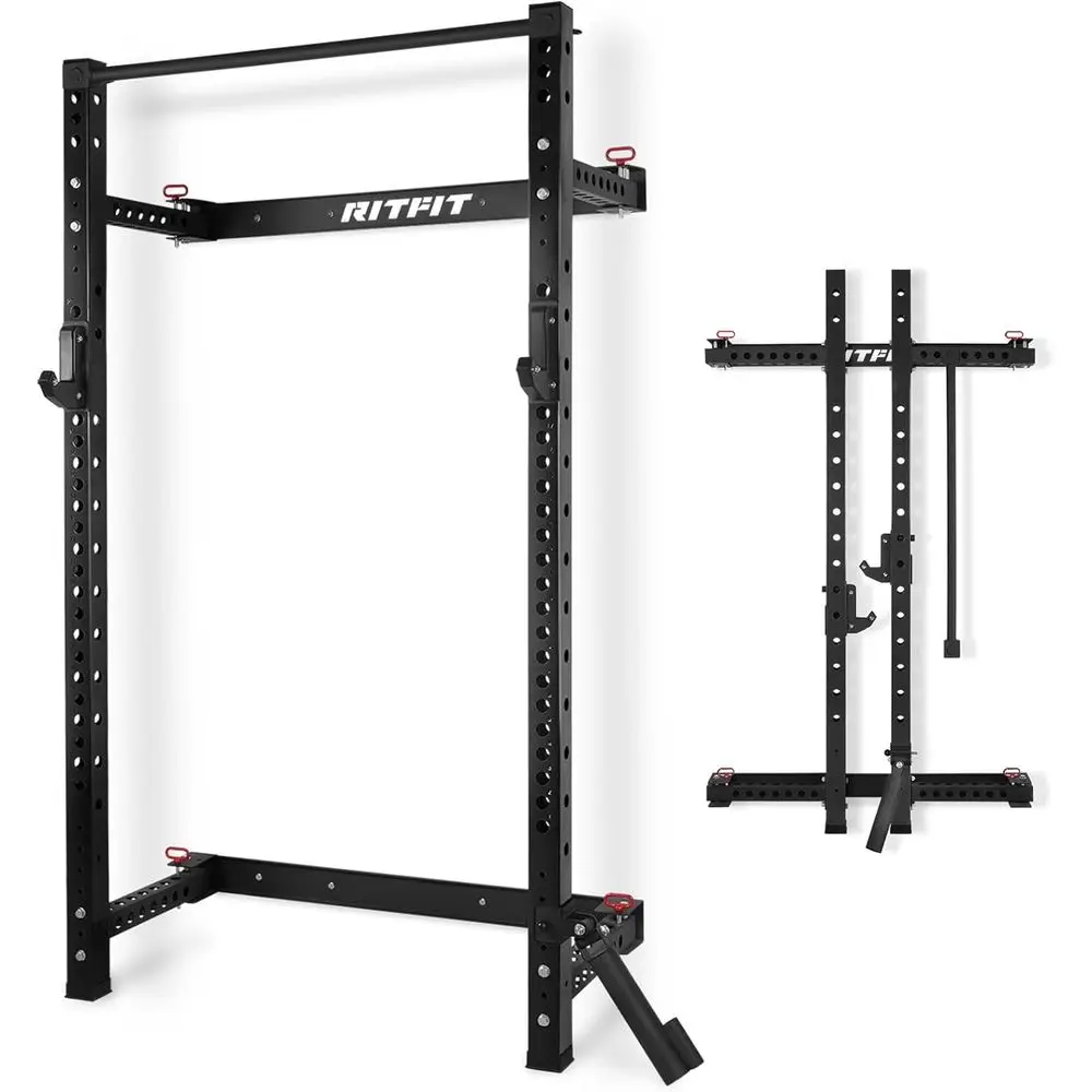 Home Gym Design - Compact Wall-Mounted Squat Rack for Home