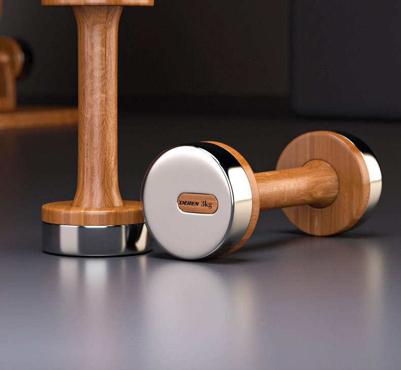 Home Gym Design - Wood & Steel Adjustable Dumbbell Set