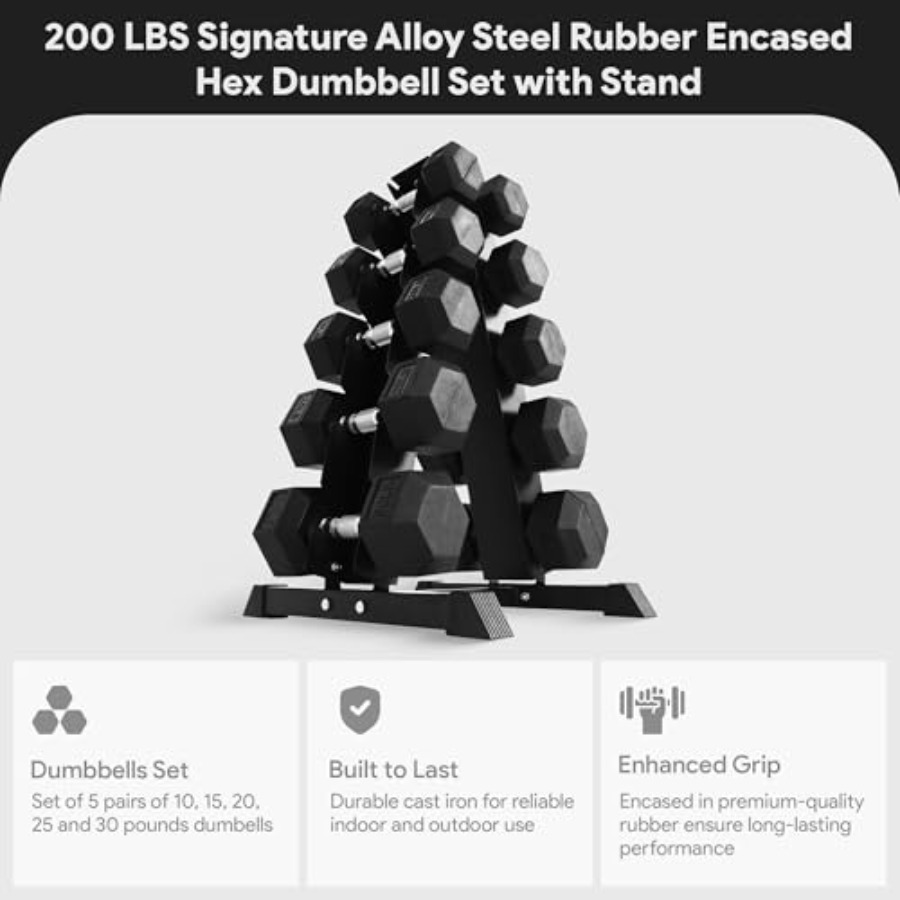 Rubber Coated Hex Dumbbell Set - огляд і ціна Home Gym Body Solid