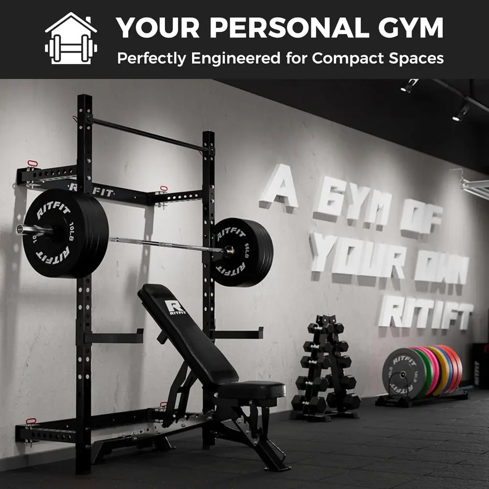 Compact Wall-Mounted Squat Rac - огляд і ціна Home Gym Design