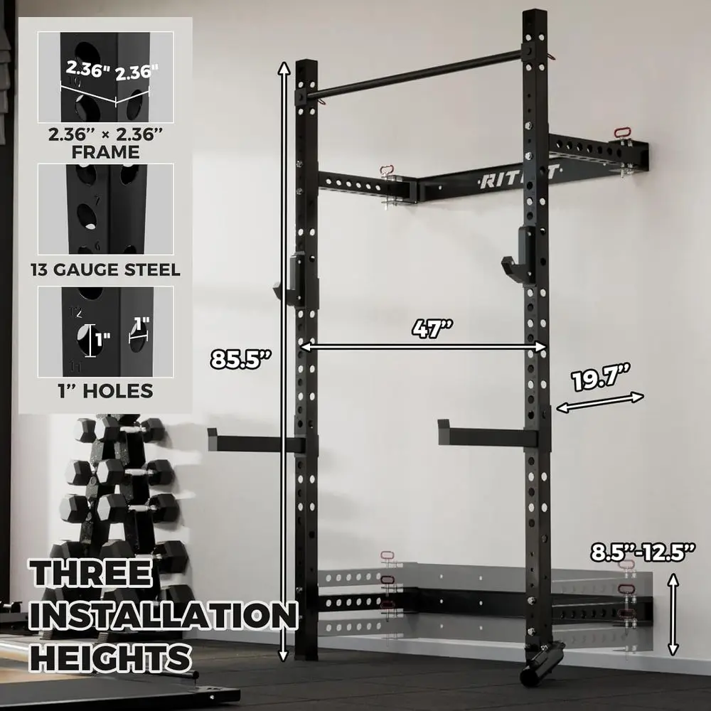 Compact Wall-Mounted Squat Rac - огляд і ціна Home Gym Design