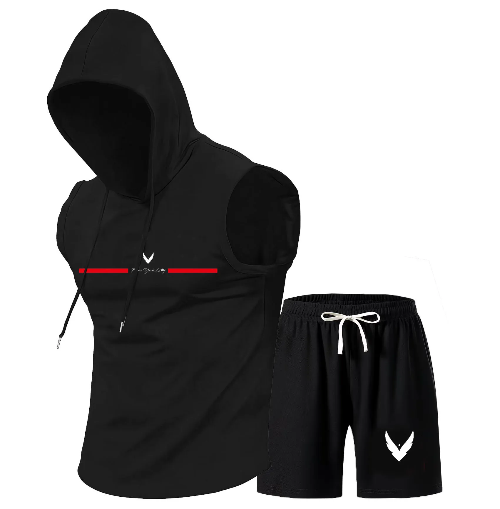 Men's hooded vest set sleevele - огляд і ціна Home Gym Gym